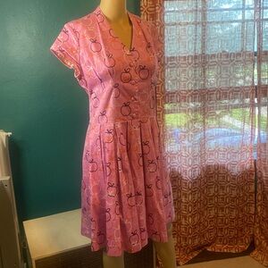Calling teacher barbie! Pink dress with apple print size 12